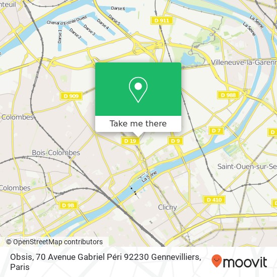 Mapa Obsis, 70 Avenue Gabriel Péri 92230 Gennevilliers