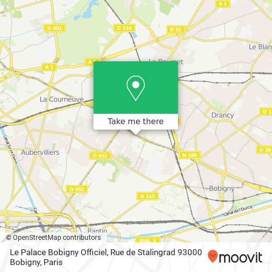 Mapa Le Palace Bobigny Officiel, Rue de Stalingrad 93000 Bobigny