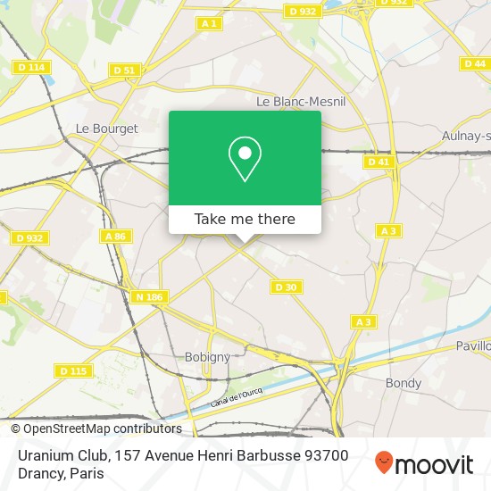 Uranium Club, 157 Avenue Henri Barbusse 93700 Drancy map