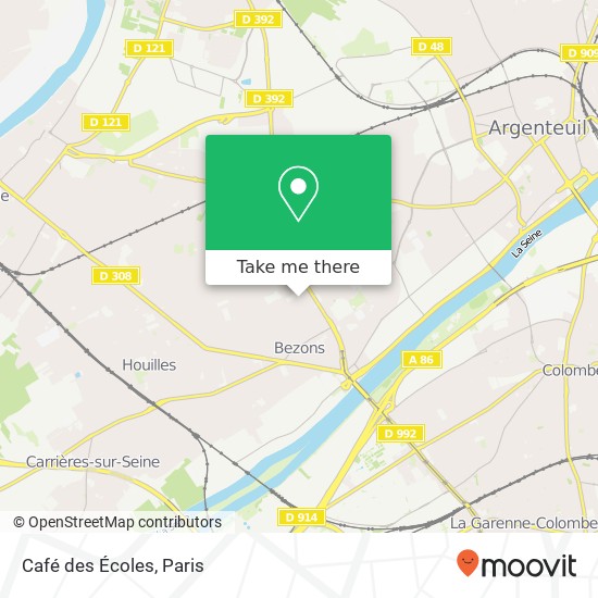 Mapa Café des Écoles, 73 Rue des Frères Bonneff 95870 Bezons