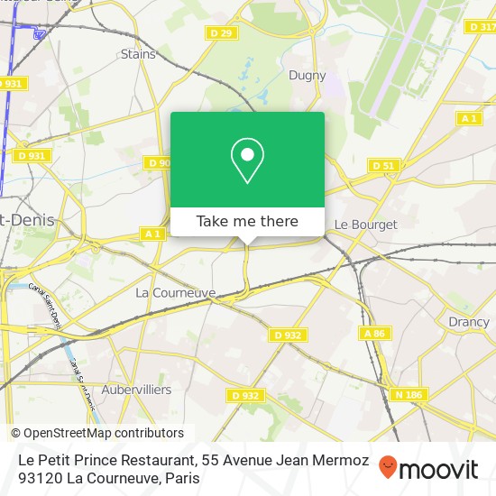 Mapa Le Petit Prince Restaurant, 55 Avenue Jean Mermoz 93120 La Courneuve