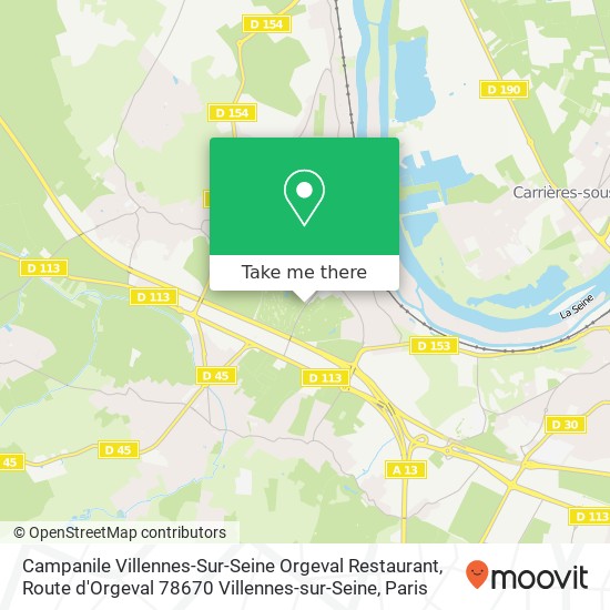 Mapa Campanile Villennes-Sur-Seine Orgeval Restaurant, Route d'Orgeval 78670 Villennes-sur-Seine