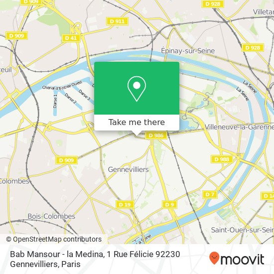 Mapa Bab Mansour - la Medina, 1 Rue Félicie 92230 Gennevilliers