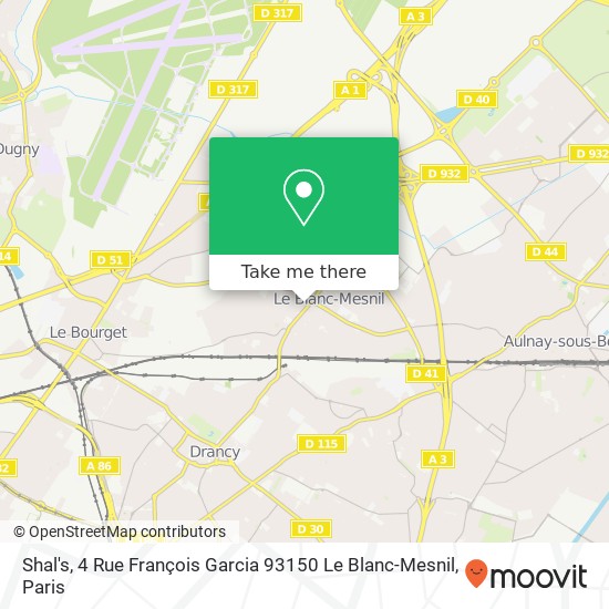 Mapa Shal's, 4 Rue François Garcia 93150 Le Blanc-Mesnil