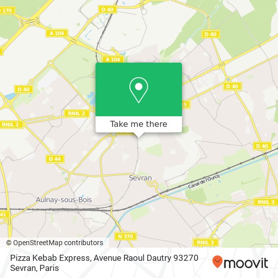 Mapa Pizza Kebab Express, Avenue Raoul Dautry 93270 Sevran