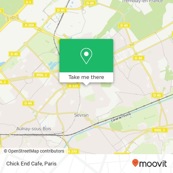 Mapa Chick End Cafe, 93270 Sevran