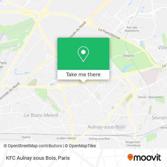 Mapa KFC Aulnay sous Bois