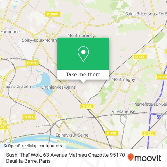 Mapa Sushi Thaï Wok, 63 Avenue Mathieu Chazotte 95170 Deuil-la-Barre