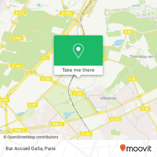 Mapa Bar Accueil Ga5a, 93420 Villepinte