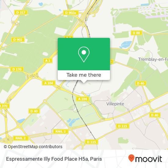 Mapa Espressamente Illy Food Place H5a, 93420 Villepinte