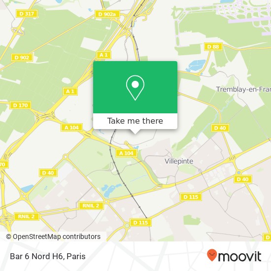 Mapa Bar 6 Nord H6, 93420 Villepinte