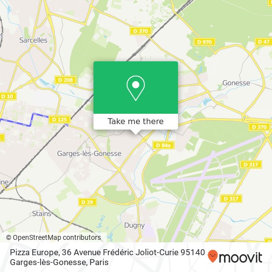 Mapa Pizza Europe, 36 Avenue Frédéric Joliot-Curie 95140 Garges-lès-Gonesse