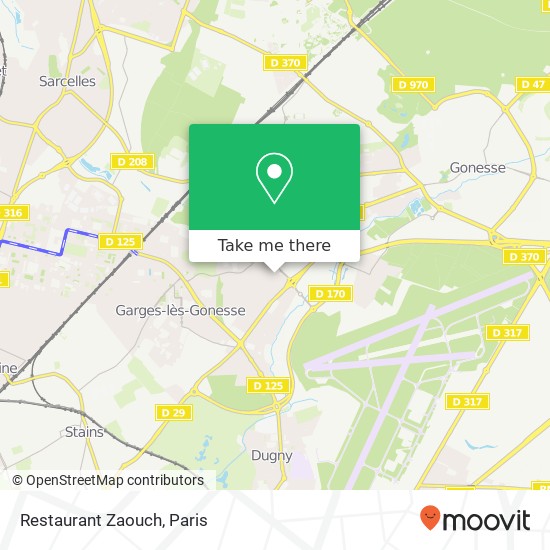 Mapa Restaurant Zaouch, 36 Avenue Frédéric Joliot-Curie 95140 Garges-lès-Gonesse