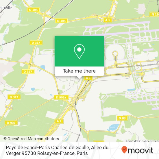 Mapa Pays de Fance-Paris Charles de Gaulle, Allée du Verger 95700 Roissy-en-France