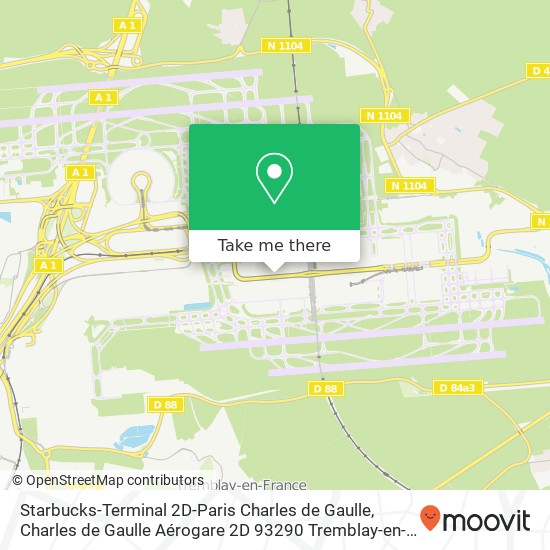 Starbucks-Terminal 2D-Paris Charles de Gaulle, Charles de Gaulle Aérogare 2D 93290 Tremblay-en-France map