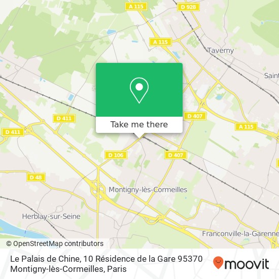 Mapa Le Palais de Chine, 10 Résidence de la Gare 95370 Montigny-lès-Cormeilles