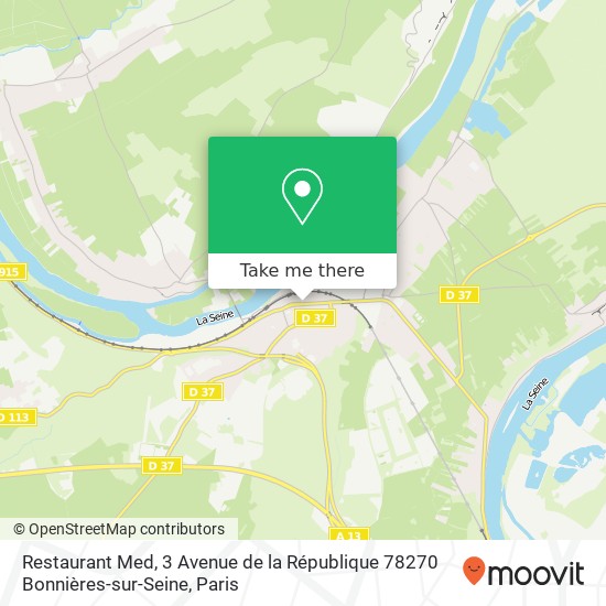 Mapa Restaurant Med, 3 Avenue de la République 78270 Bonnières-sur-Seine