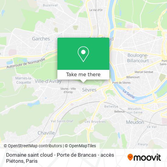 Domaine saint cloud - Porte de Brancas - accès Piétons map