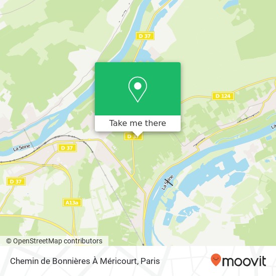 Chemin de Bonnières À Méricourt map