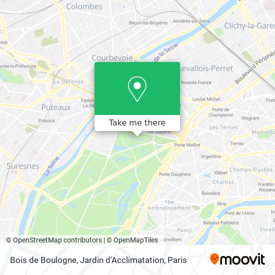 Mapa Bois de Boulogne, Jardin d'Acclimatation