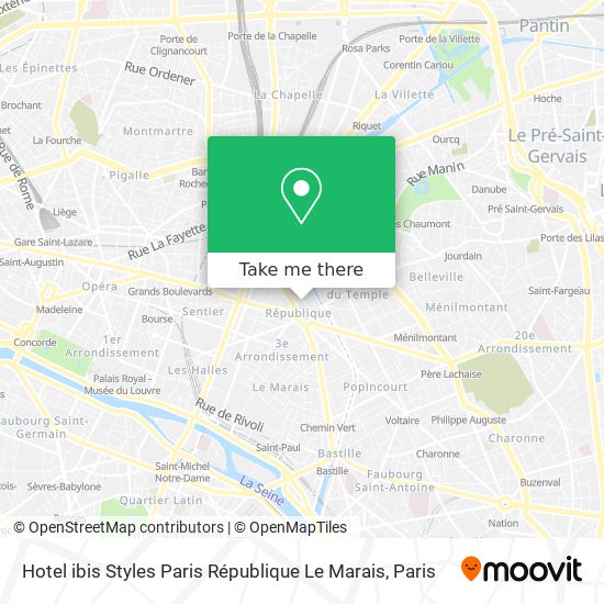 Mapa Hotel ibis Styles Paris République Le Marais