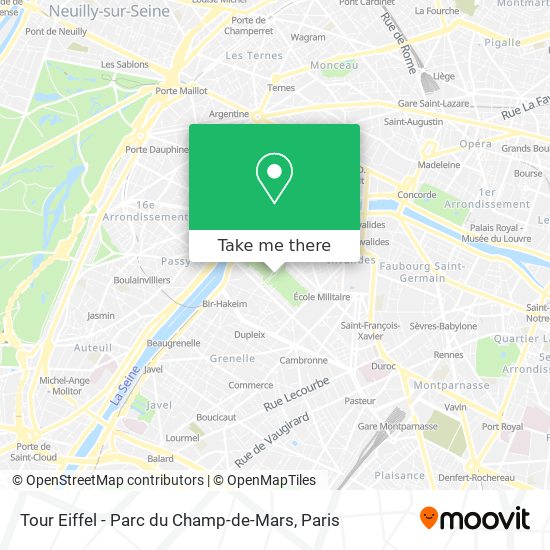 Tour Eiffel - Parc du Champ-de-Mars map