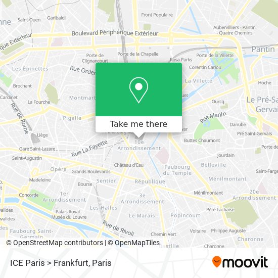 Mapa ICE Paris > Frankfurt