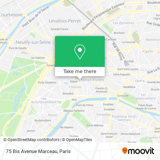 Mapa 75 Bis Avenue Marceau