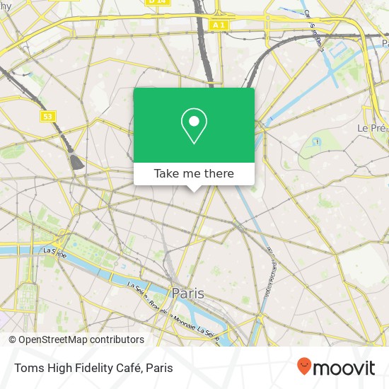 Toms High Fidelity Café map
