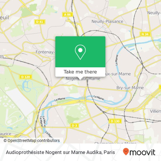 Audioprothésiste Nogent sur Marne Audika map