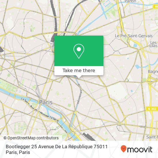 Bootlegger 25 Avenue De La République 75011 Paris map