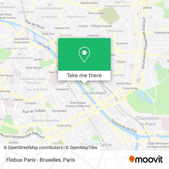 Mapa Flixbus Paris - Bruxelles