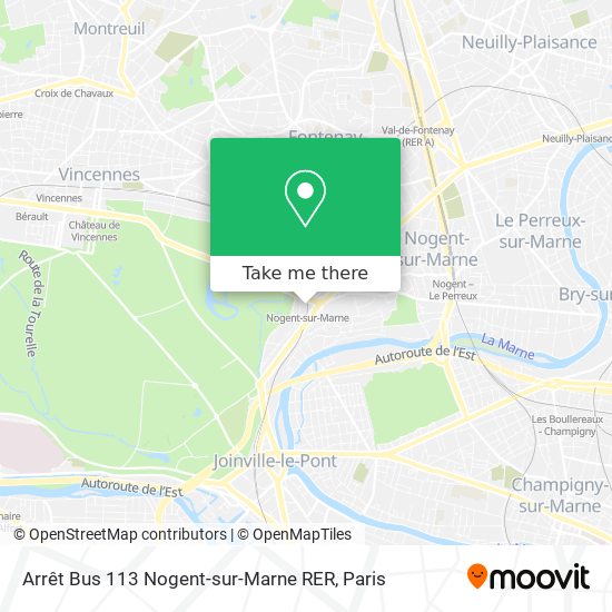 Mapa Arrêt Bus 113 Nogent-sur-Marne RER