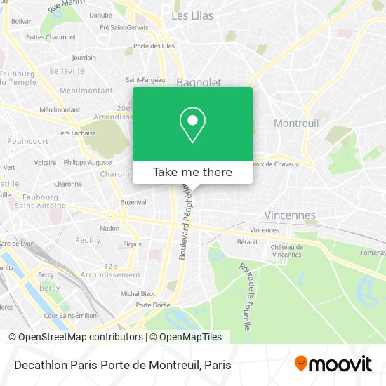 Mapa Decathlon Paris Porte de Montreuil
