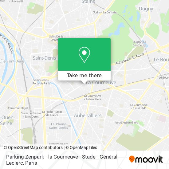 Parking Zenpark - la Courneuve - Stade - Général Leclerc map