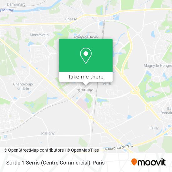 Sortie 1 Serris (Centre Commercial) map