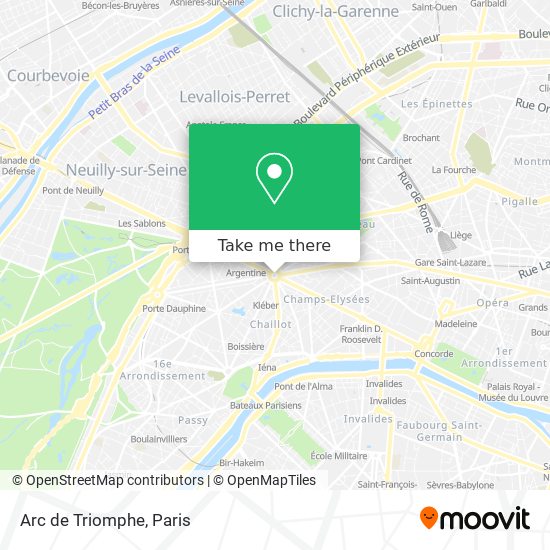 How to get to Arc de Triomphe in Paris by Bus, Metro, RER, Train or ...