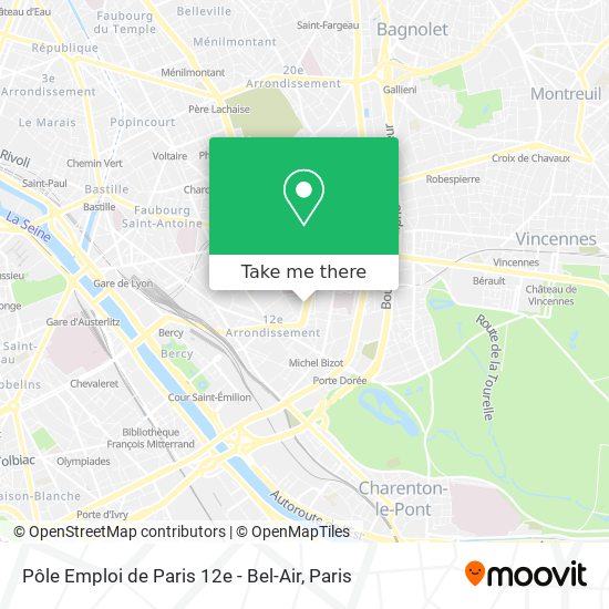 Pôle Emploi de Paris 12e - Bel-Air map