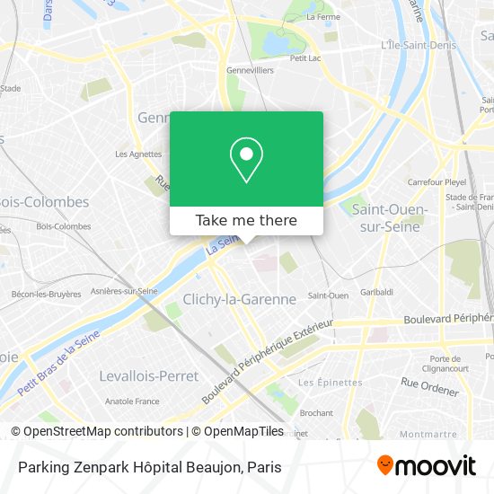Parking Zenpark Hôpital Beaujon map