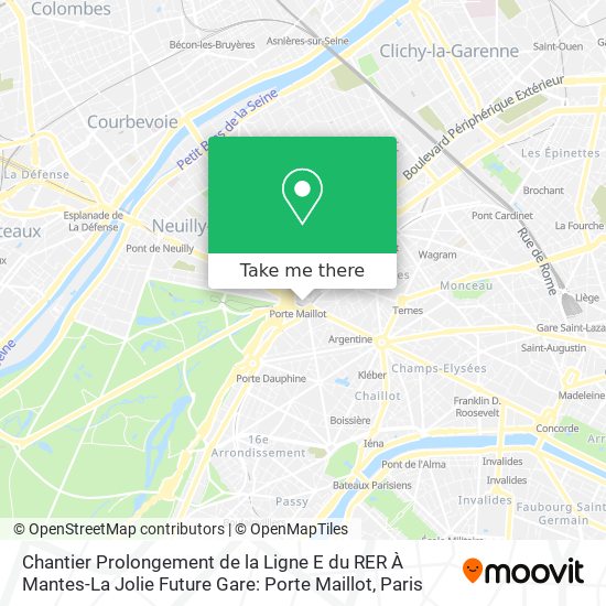 Chantier Prolongement de la Ligne E du RER À Mantes-La Jolie Future Gare: Porte Maillot map