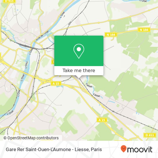 Mapa Gare Rer Saint-Ouen-L'Aumone - Liesse