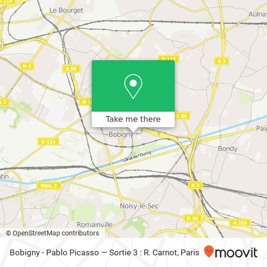 Bobigny - Pablo Picasso — Sortie 3 : R. Carnot map