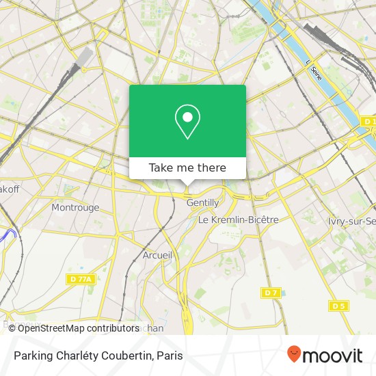 Parking Charléty Coubertin map
