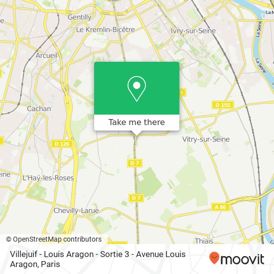 Mapa Villejuif - Louis Aragon - Sortie 3 - Avenue Louis Aragon