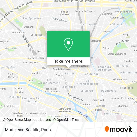 Mapa Madeleine Bastille