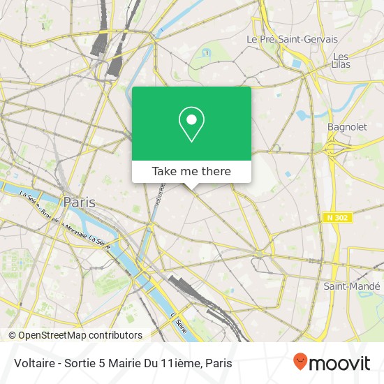 Voltaire - Sortie 5 Mairie Du 11ième map