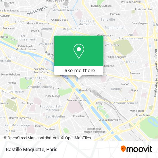 How to get to Bastille Moquette in Paris by Metro, Bus, Train or RER?