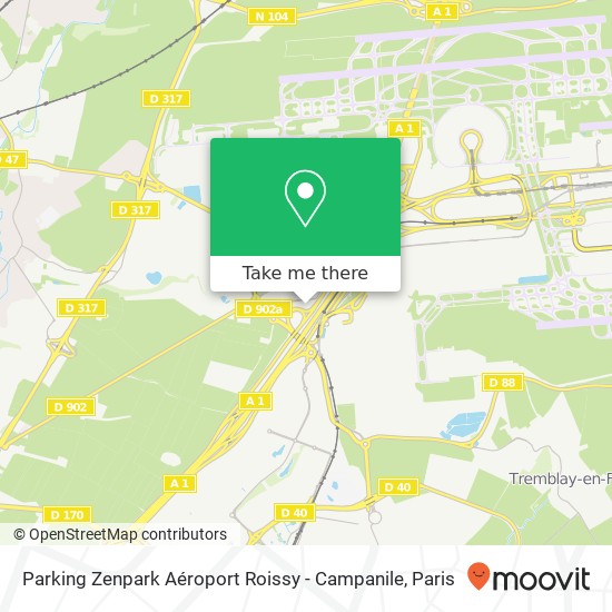 Parking Zenpark Aéroport Roissy - Campanile map