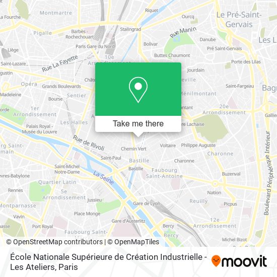 Mapa École Nationale Supérieure de Création Industrielle - Les Ateliers