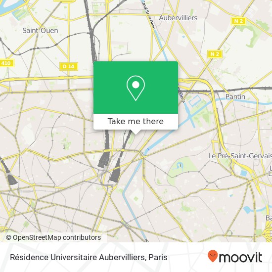 Mapa Résidence Universitaire Aubervilliers